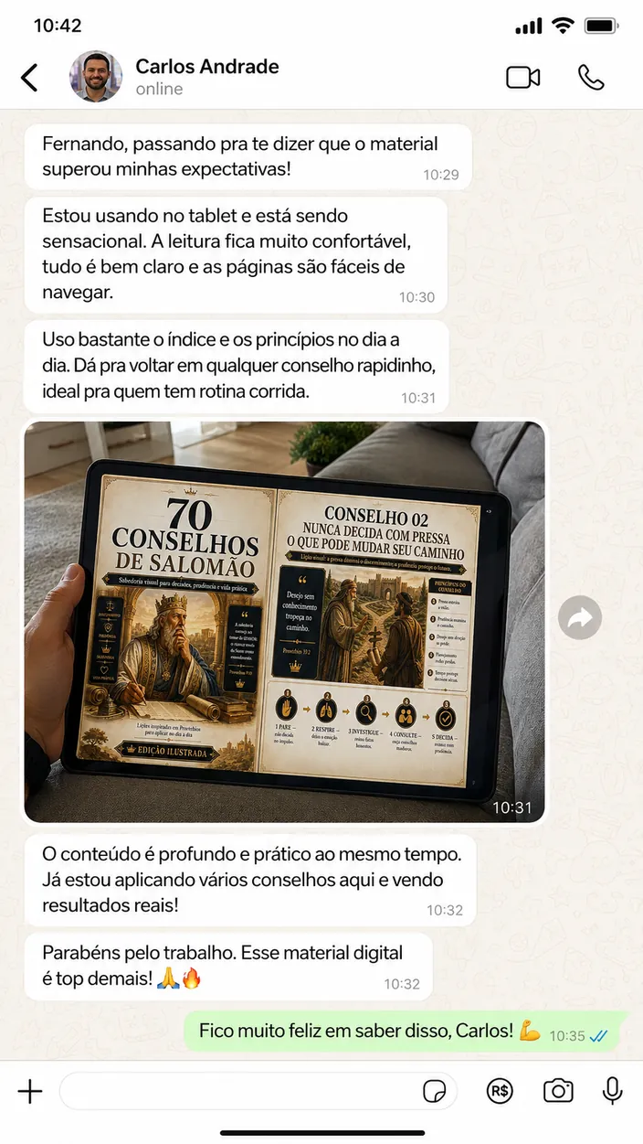 Conversa de Carlos: usa no tablet e volta em qualquer conselho pelo índice